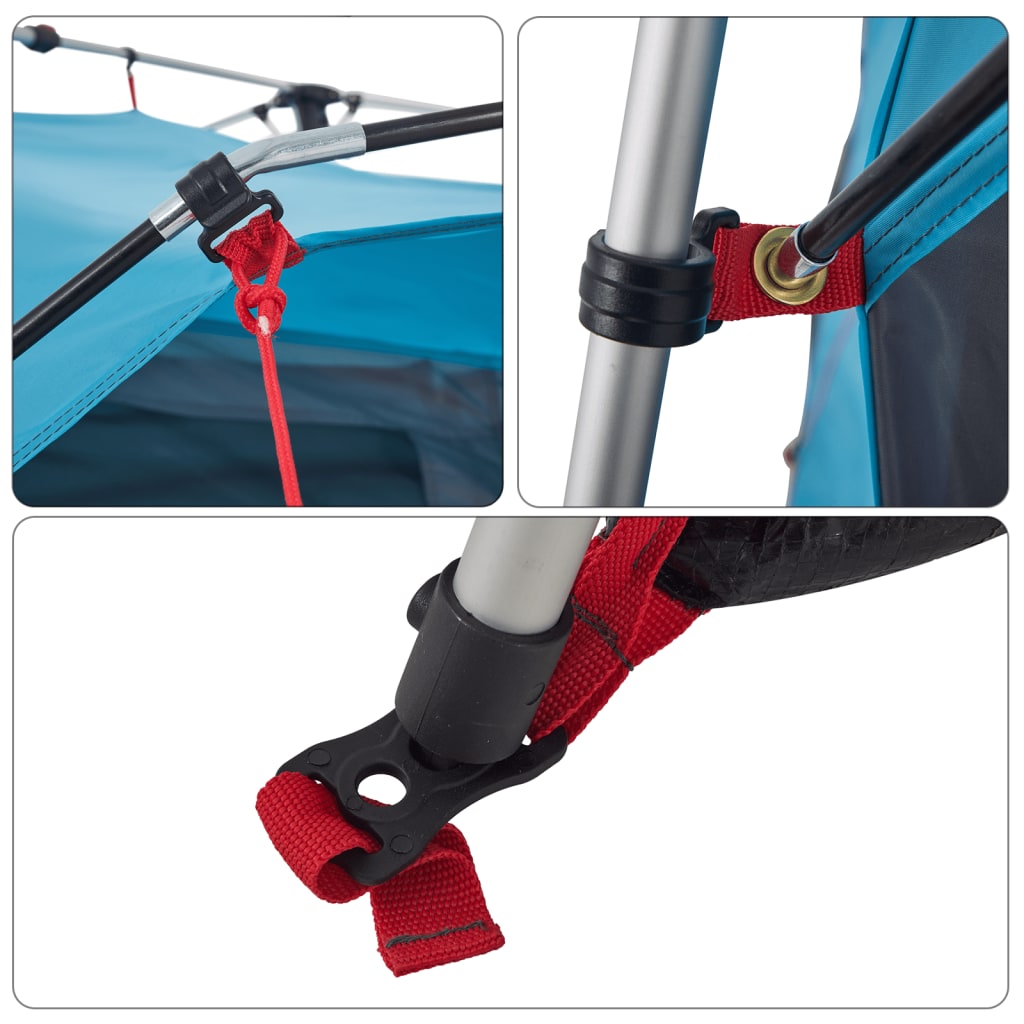 Familjetält 7 personer blå snabbrest