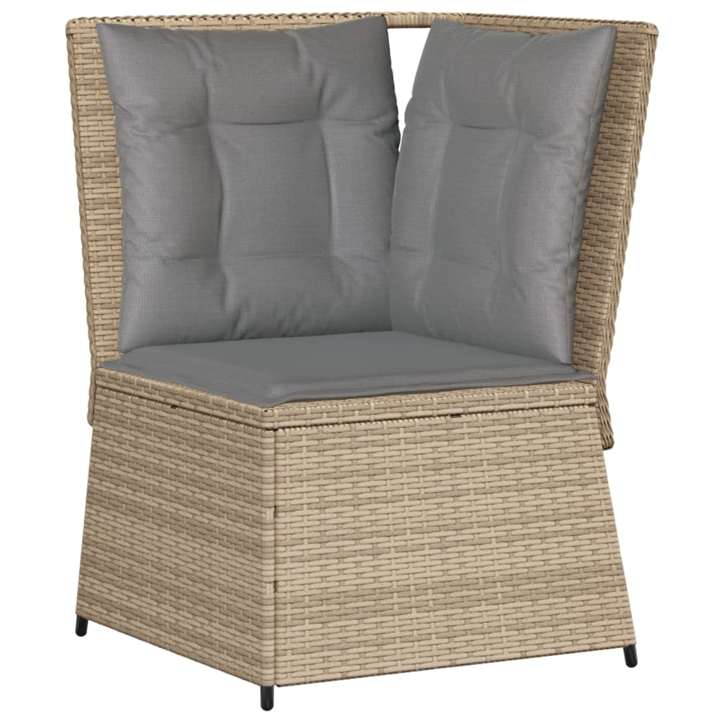 Soffa hörnsektion för trädgården med dynor beige konstrotting