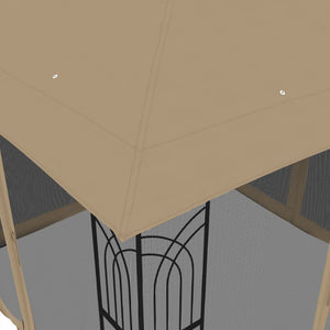 Paviljong med dubbelt tak & nätväggar taupe 2,94x2,94 m stål