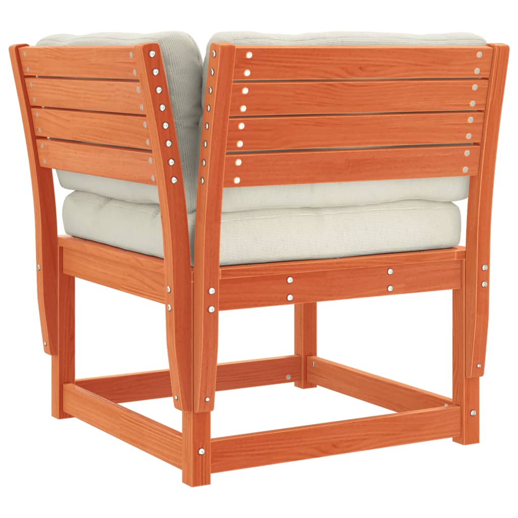 Loungegrupp för trädgården 7 delar m dynor vaxbrun massiv furu