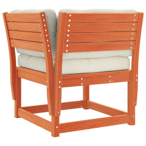 Loungegrupp för trädgården 5 delar m dynor vaxbrun massiv furu