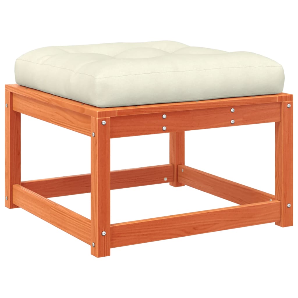 Soffgrupp för trädgården med dynor 6 delar vaxbrun massiv furu