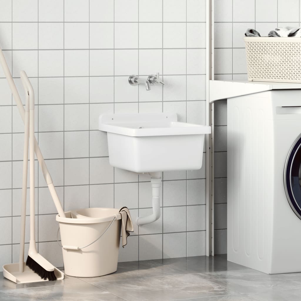 Väggmonterat tvättställ vit 40x40x24 cm harts