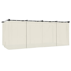 Paviljong med draperi gräddvit 6x3 m stål