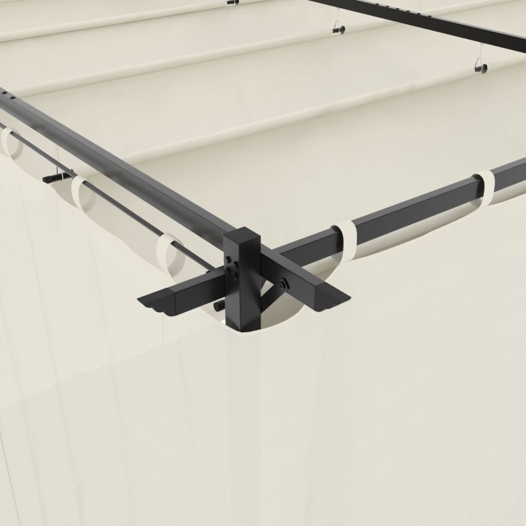 Paviljong med draperi gräddvit 6x3 m stål