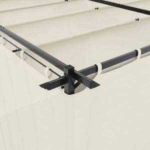 Paviljong med draperi gräddvit 6x3 m stål