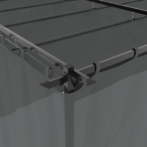 Paviljong med draperi antracit 6x3 m stål