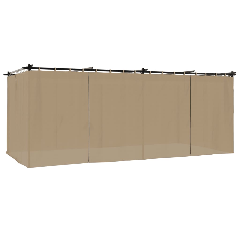 Paviljong med draperi taupe 6x3 m stål