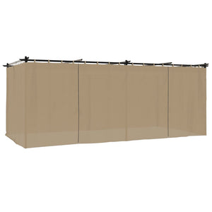 Paviljong med draperi taupe 6x3 m stål