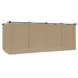 Paviljong med draperi taupe 6x3 m stål