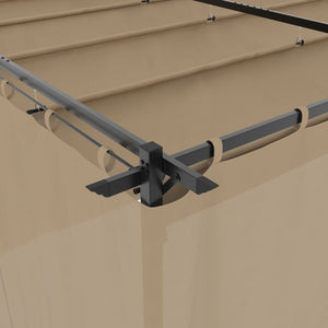 Paviljong med draperi taupe 6x3 m stål