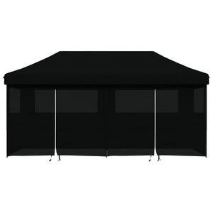 Pop-Up hopfällbart partytält med 4 sidoväggar svart