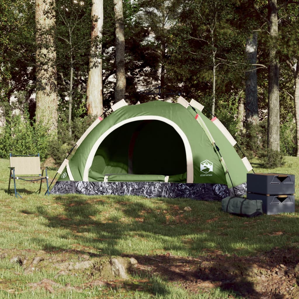 Campingtält 4 personer grön snabbrest