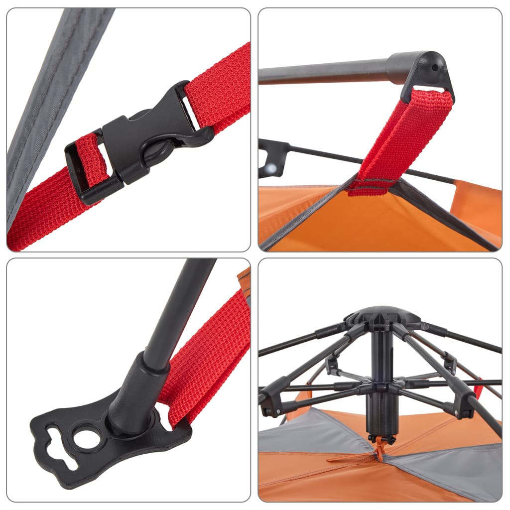 Kupoltält 3 personer grå och orange snabbrest