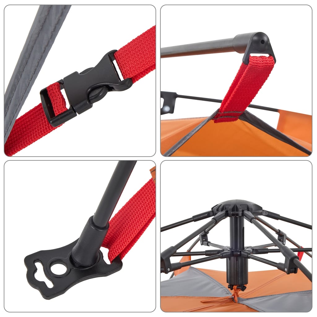 Kupoltält 4 personer grå och orange snabbrest