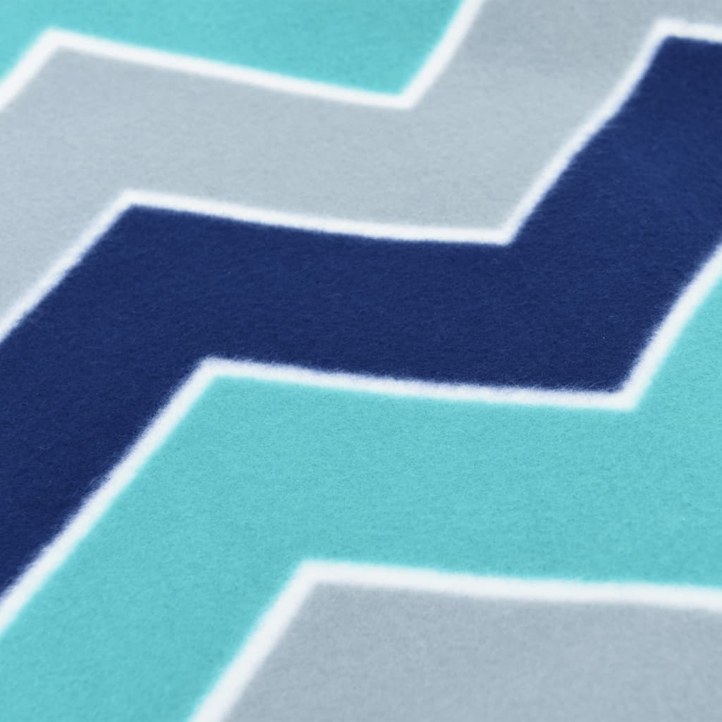 Picknickfilt vikbar blå vågig 200x150 cm sammet