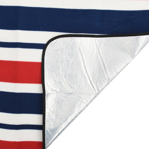 Picknickfilt vikbar röd och blå randig 200x200 cm sammet