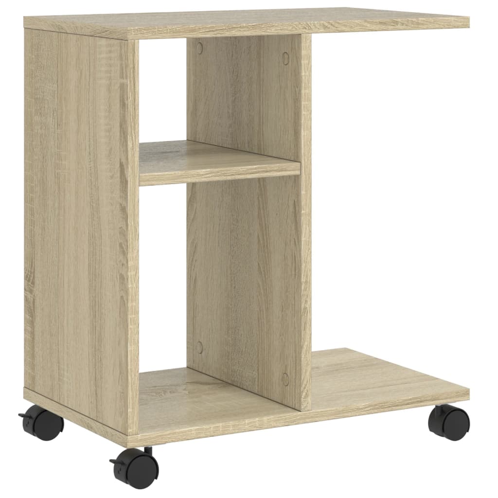 Sidobord med hjul sonoma-ek 50x30x55,5 cm konstruerat trä