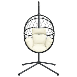 Hängstol med stativ beige rotting och stål