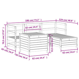 Soffgrupp för trädgård 5 delar vit massiv furu