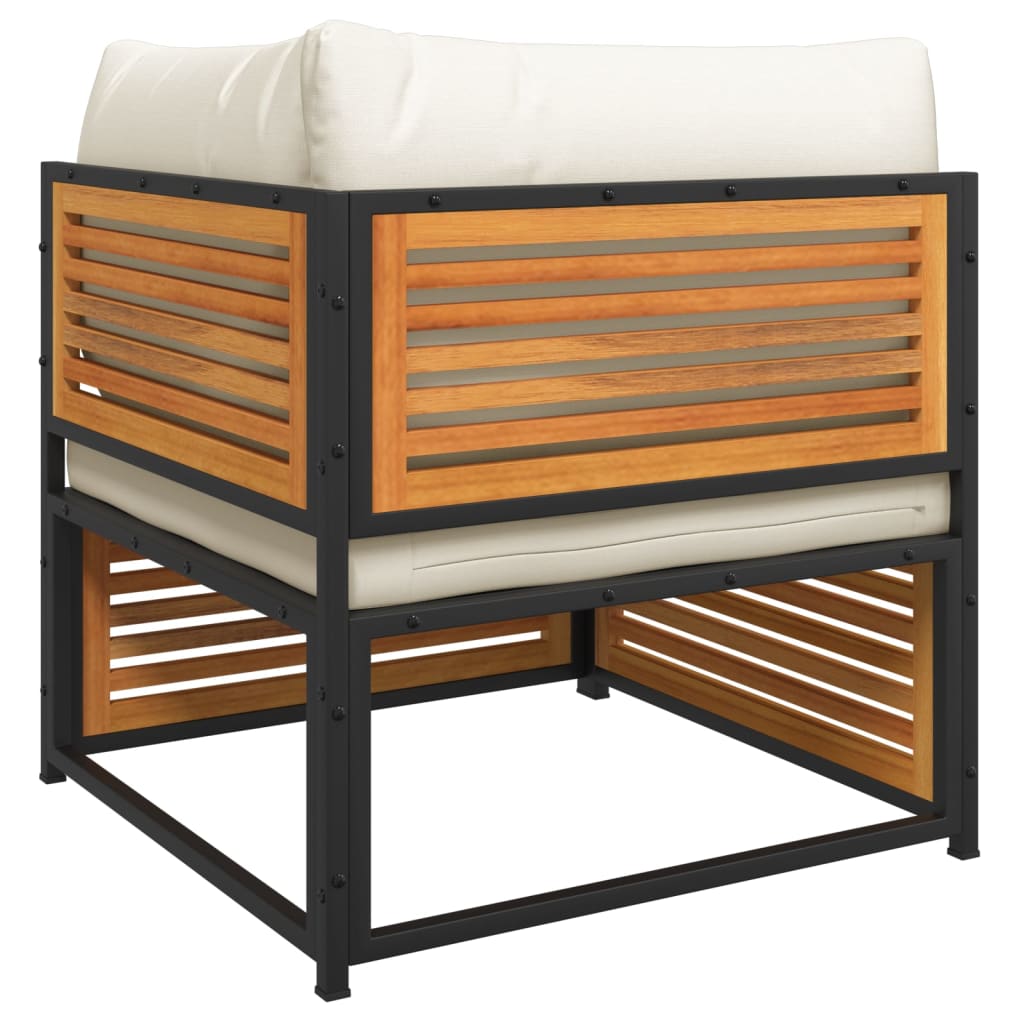 Soffgrupp för trädgården med dynor 5 delar massivt akaciaträ