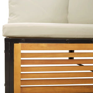 Soffgrupp för trädgården med dynor 5 delar massivt akaciaträ