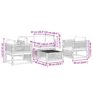 Soffgrupp för trädgården med dynor 5 delar massivt akaciaträ