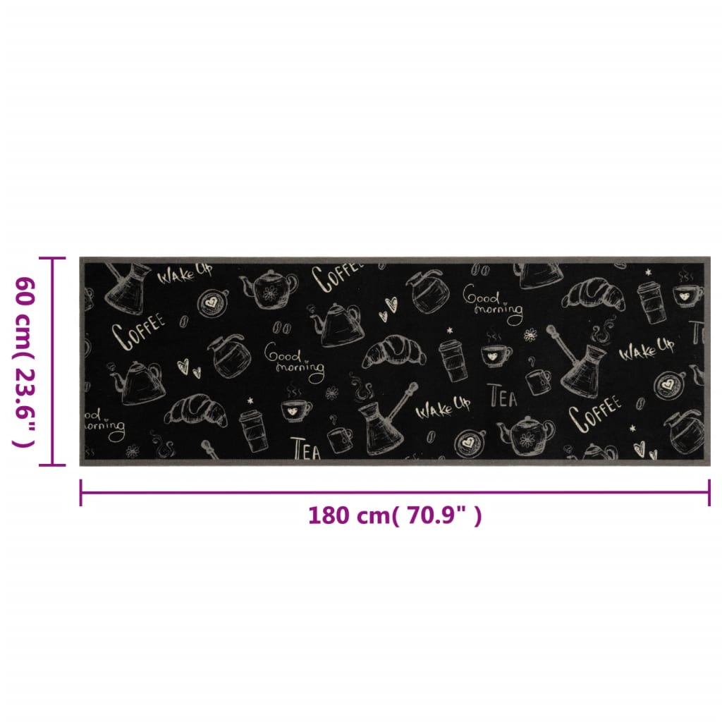 Köksmatta maskintvättbar morgon svart 60x180 cm sammet