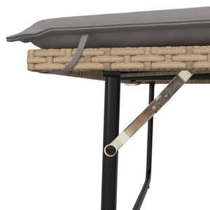 Trädgårdsbänk med dynor och fotpall beige konstrotting