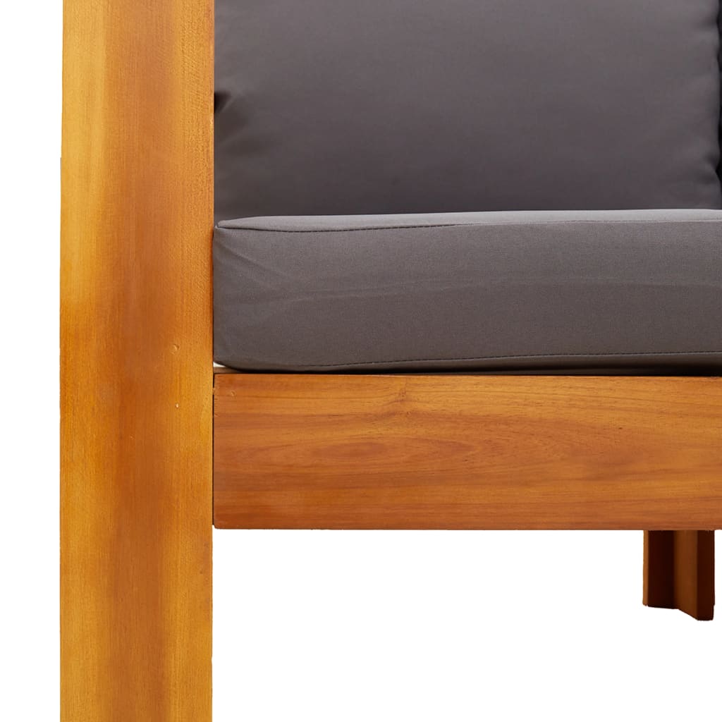 Soffgrupp för trädgården med dynor 5 delar massivt akaciaträ