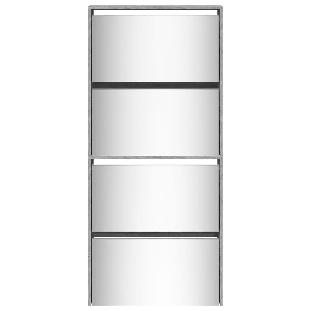 Skoskåp med spegel 4 skåp grå sonoma 63x17x134 cm