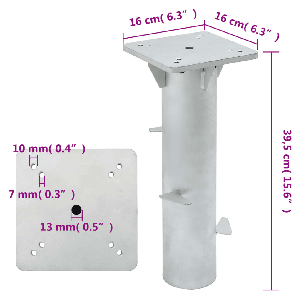 Markfäste för parasoll silver 16x16x39,5 cm stål