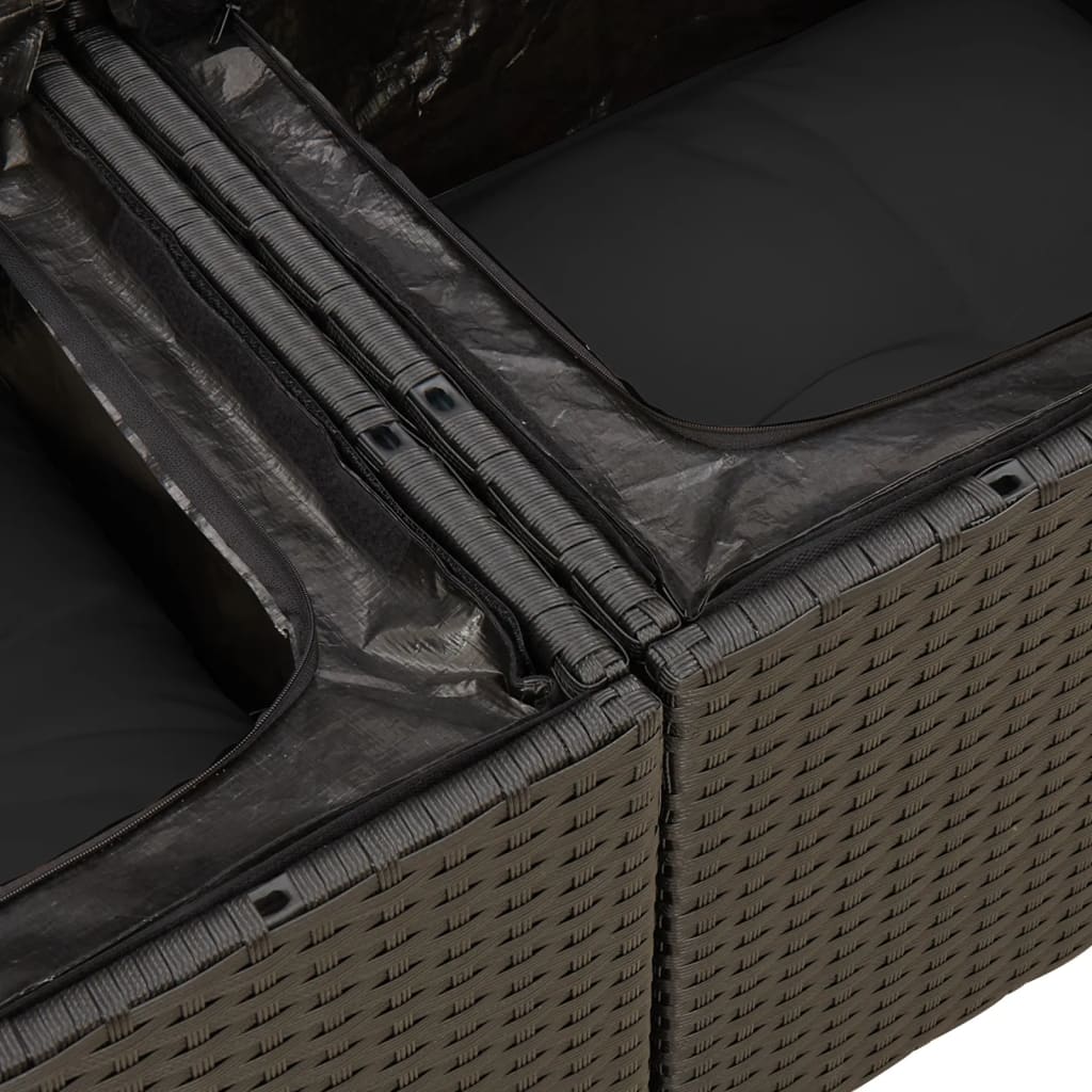 Loungegrupp för trädgården med dynor 8 delar svart konstrotting