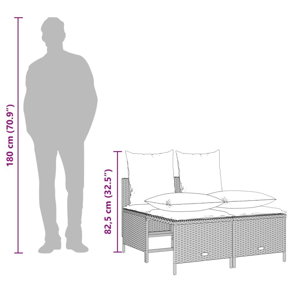 Loungegrupp för trädgården med dynor 5 delar svart konstrotting