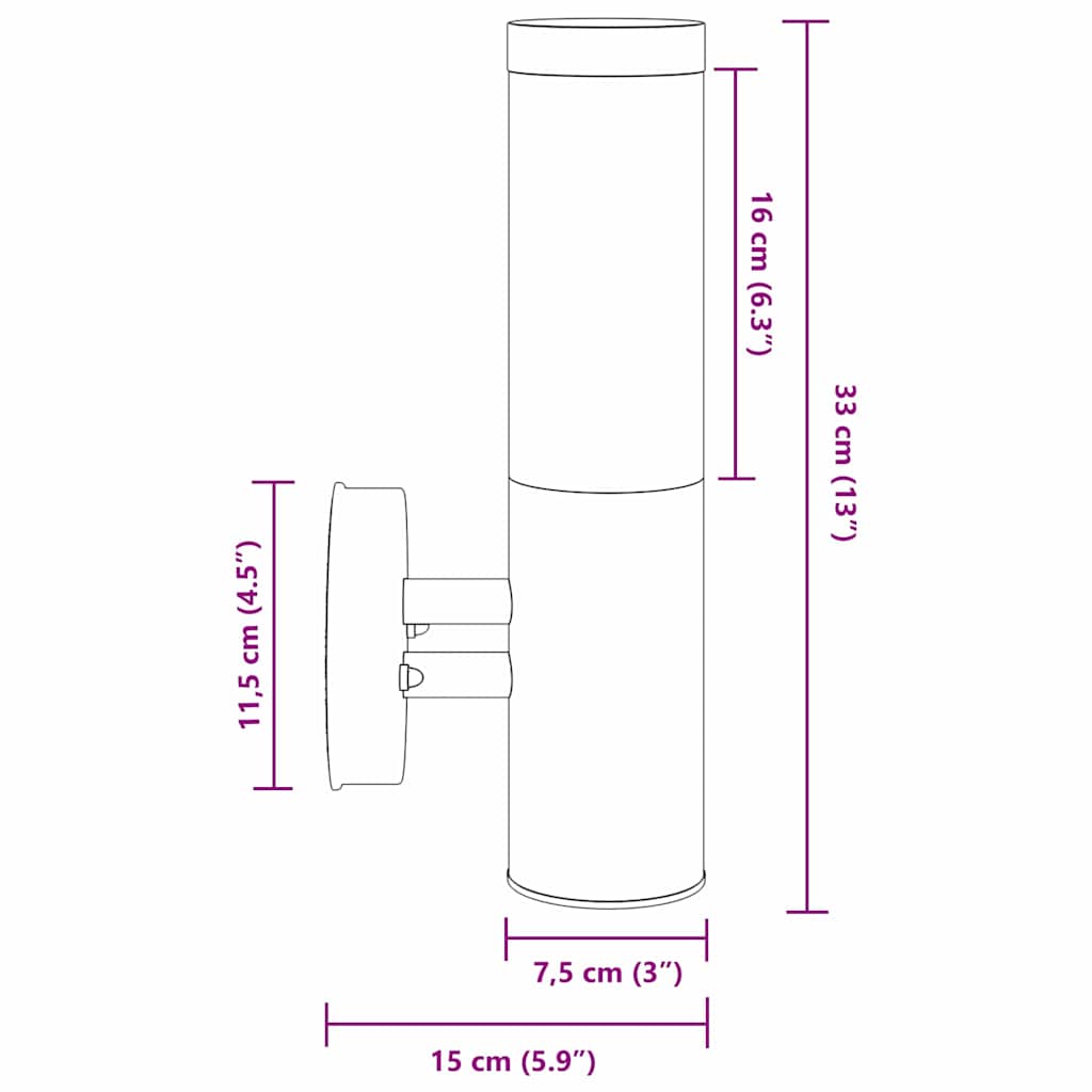 Utomhus vägglampa Silver 15 x 7,5 x 33 cm