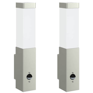 Utomhus vägglampa 2 pcs Silver 10.5 x 6 x 33 cm