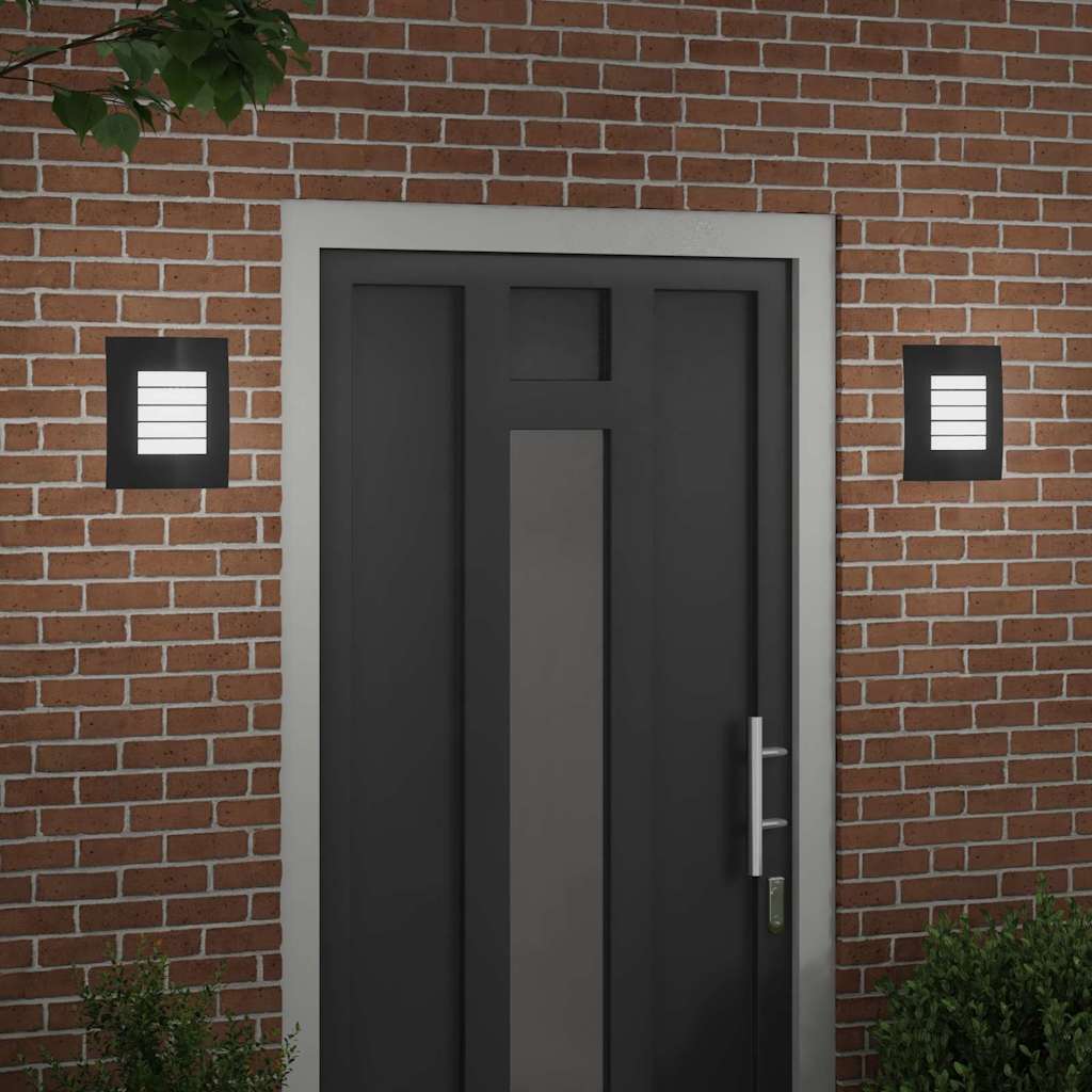 Utomhus vägglampa 2 pcs Svart 23,5 x 9 x 26 cm