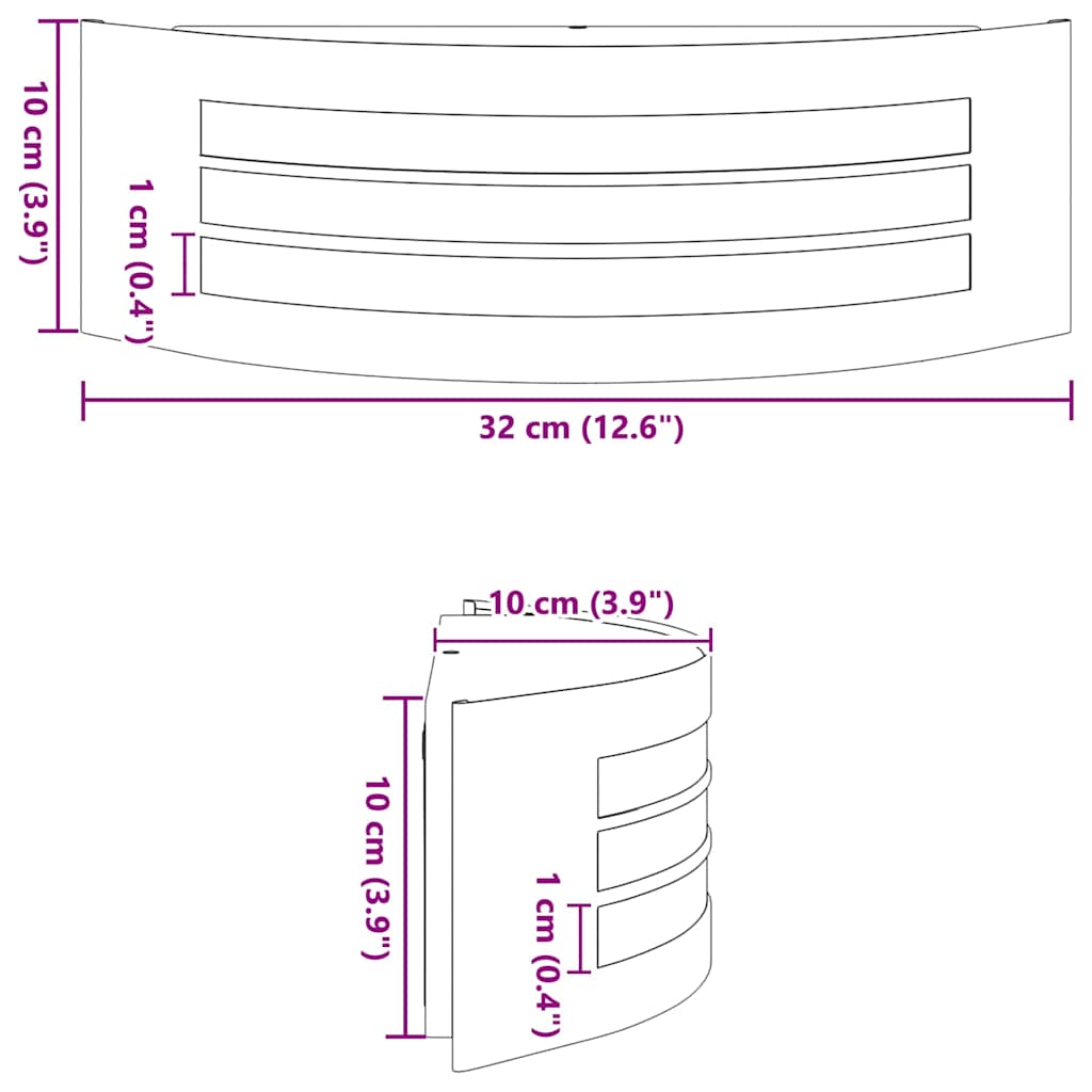 Utomhus vägglampa Silver 32 x 10 x 10 cm