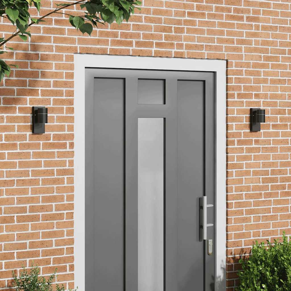 Utomhus vägglampa 2 pcs Svart 6,5 x 10,5 x 16 cm