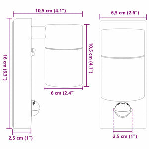 Utomhus vägglampa Svart 6,5 x 10,5 x 16 cm