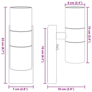 Utomhus vägglampa Silver 7 x 10 x 22 cm Rostfritt stål och glas