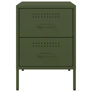 Sängskåp olivgrön 36x39x50,5 cm stål