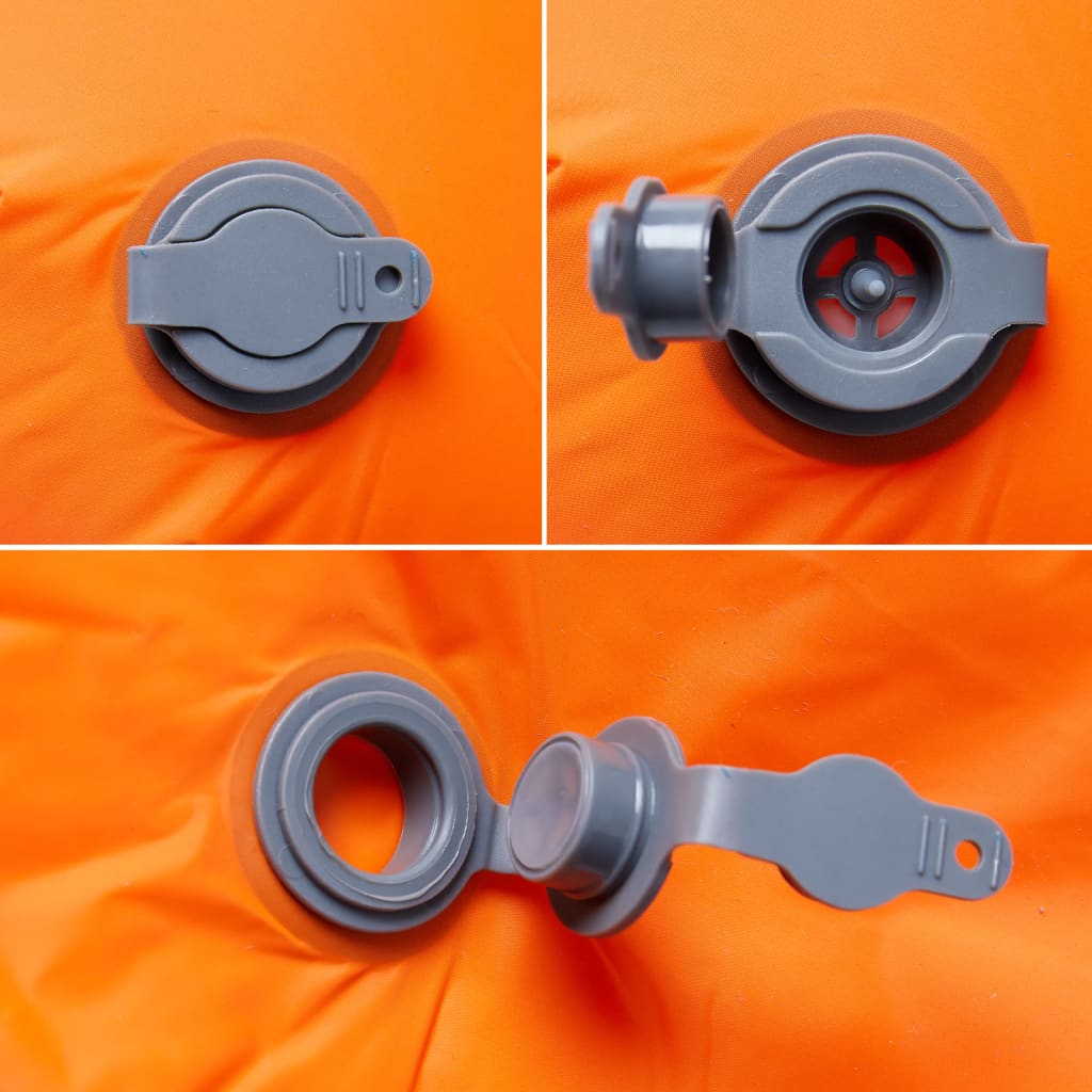 Uppblåsbar campingmadrass med kudde 1 person orange