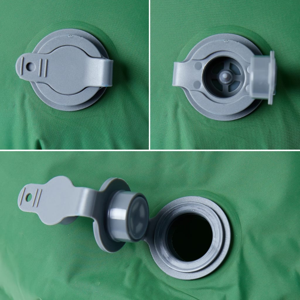 Uppblåsbar campingmadrass med kudde 1 person grön