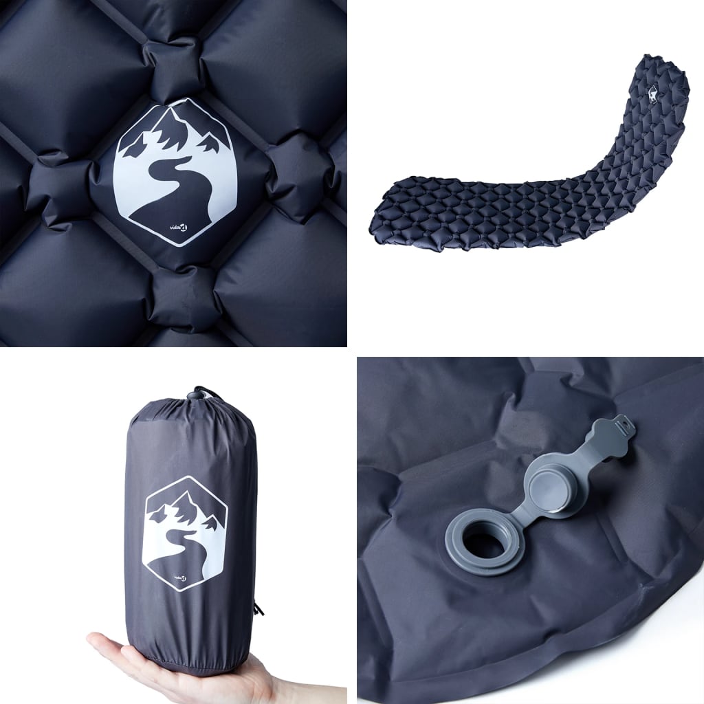 Uppblåsbar campingmadrass 1 person grå 190x58x6 cm