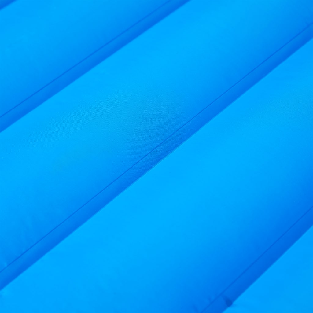 Självuppblåsande campingmadrass med kudde 1 person blå