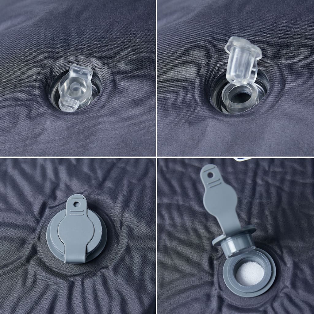 Självuppblåsande campingmadrass med kudde 1 person grå