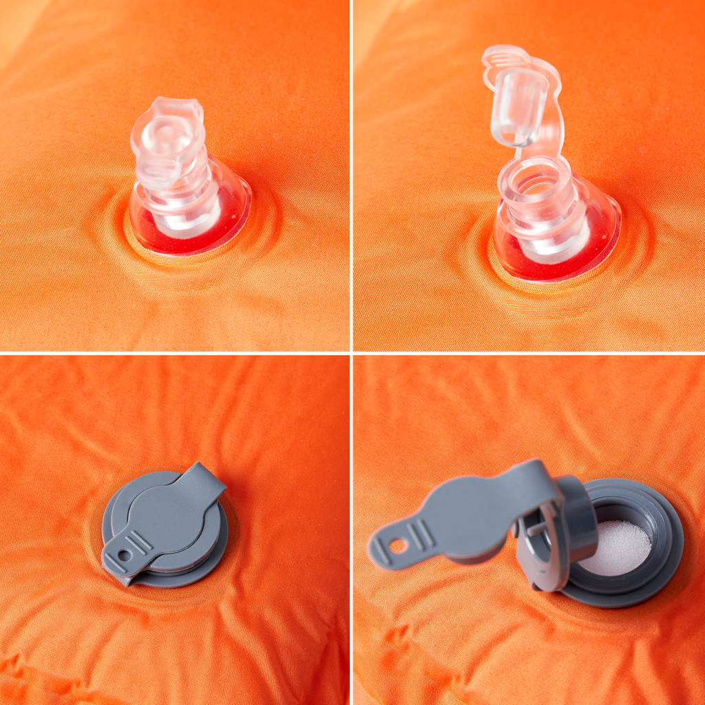 Självuppblåsande campingmadrass med kudde 1 person orange