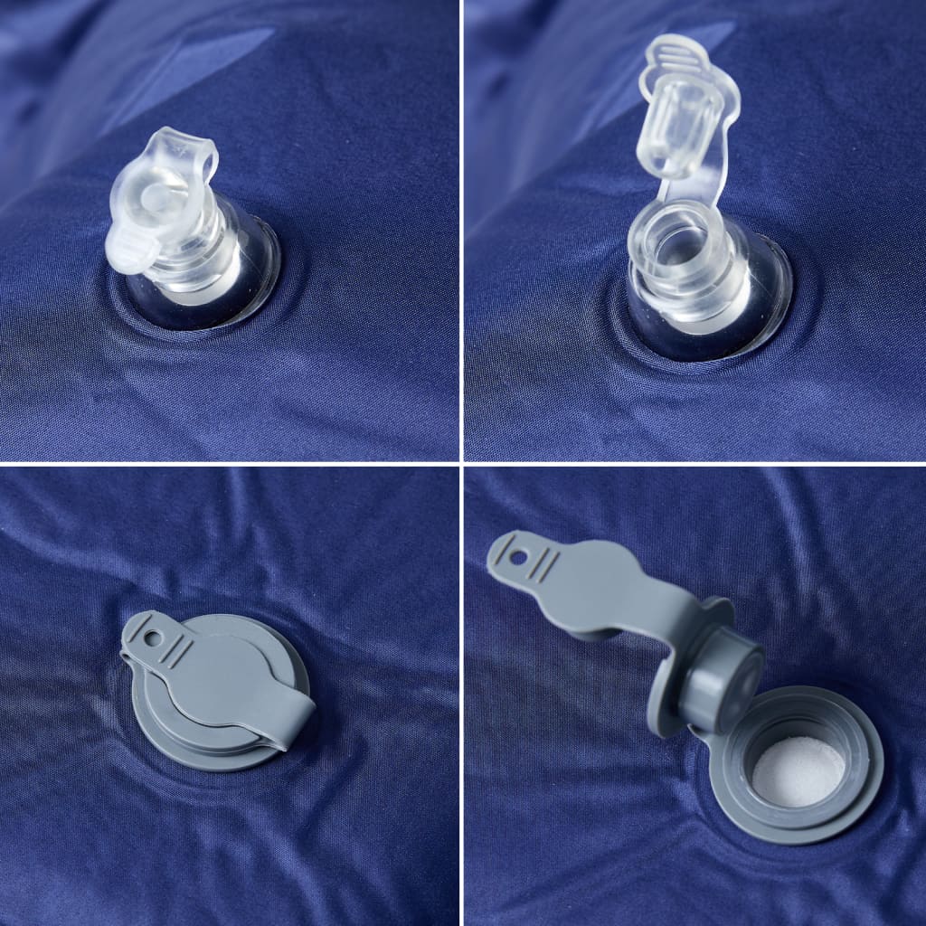 Självuppblåsande campingmadrass med kudde 1 person marinblå