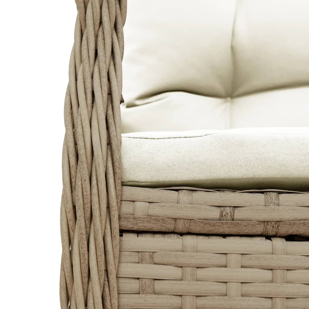 Matgrupp för trädgården med dynor 7 delar beige konstrotting